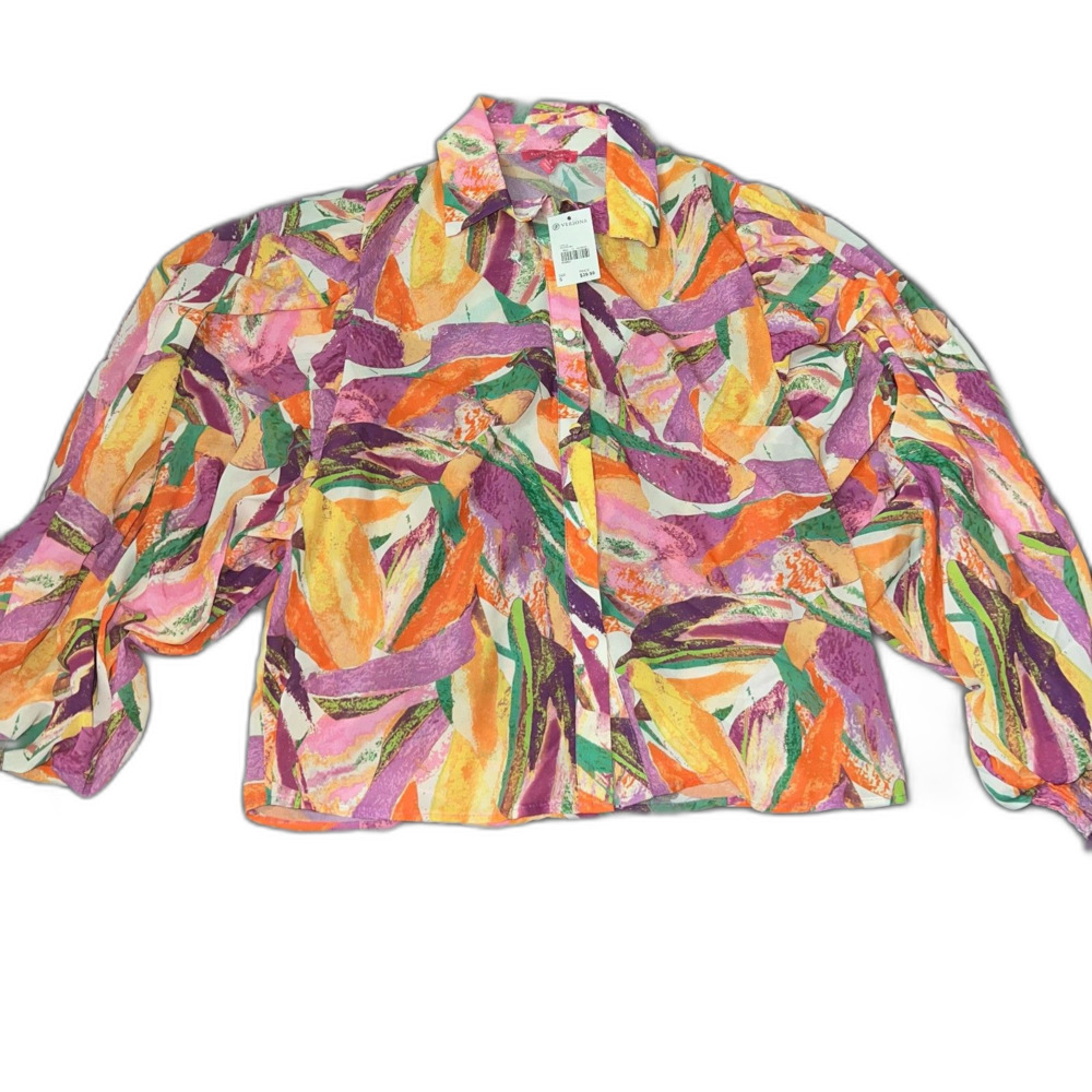 NWT Flying Tomato Abstract Print Semi Sheer Top with Balloon Sleeves Size Small - Picture 1 of 5